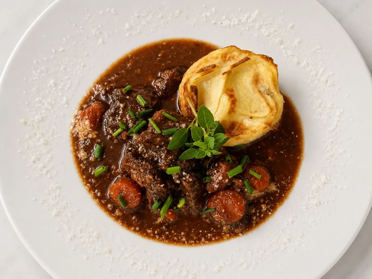 Bœuf mijoté aux carottes servi à l’assiette