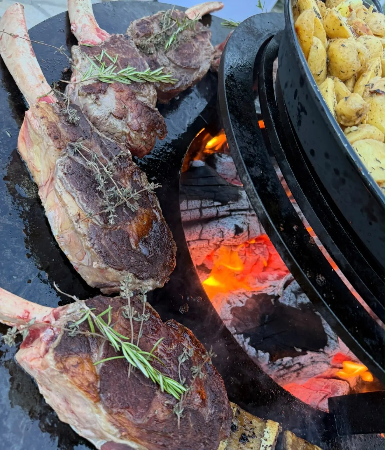 Carrés d’agneau au romarin grillés au brasero