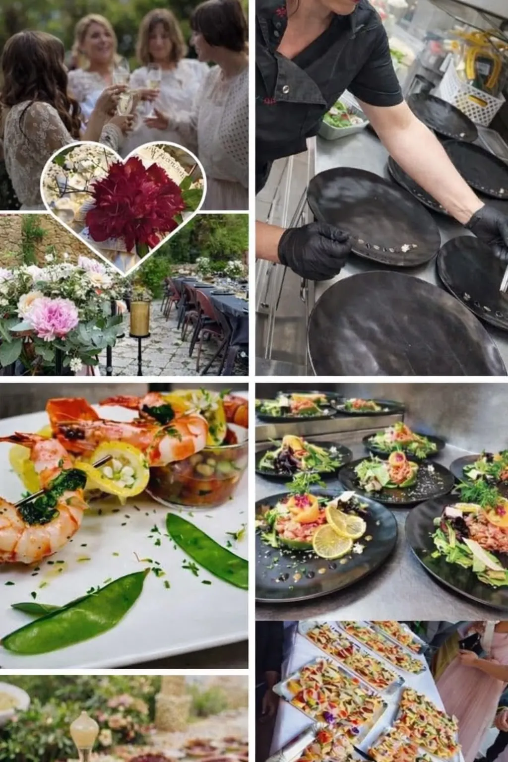 Mosaïque de réceptions et de plats du traiteur